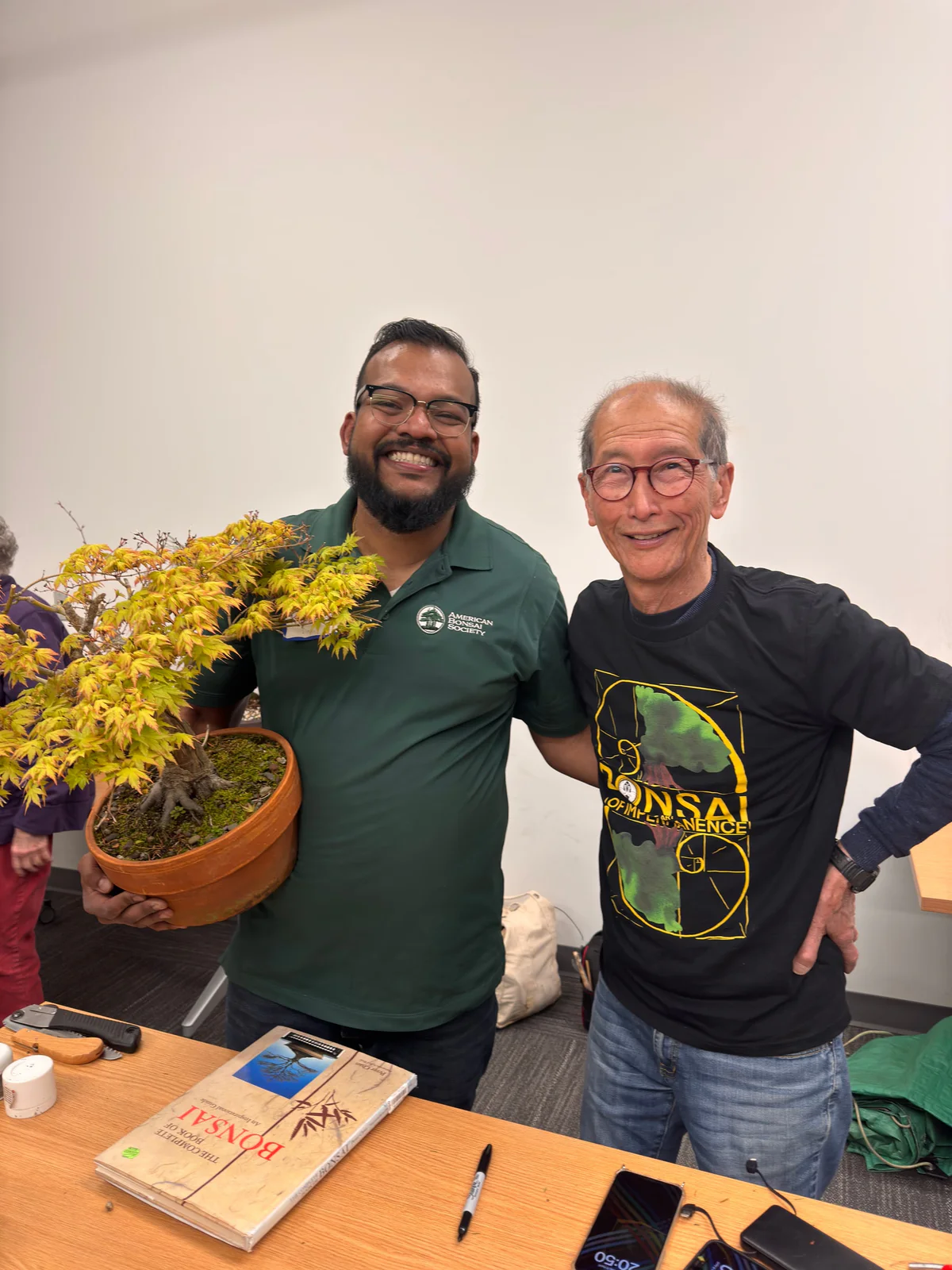 Kitohime Japanese Maple, peter Chan and I after his workshop in 2025 (April 2025)